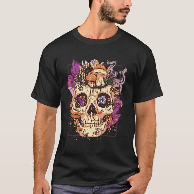 Goblincore Ästhetische Grunge Moon Crystal Mushroo T-Shirt (Vorderseite)