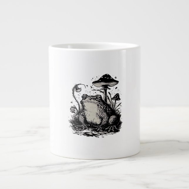 Goblincore-Frosch-Minimal-Klassiker-Design Jumbo-Tasse (Vorderseite)