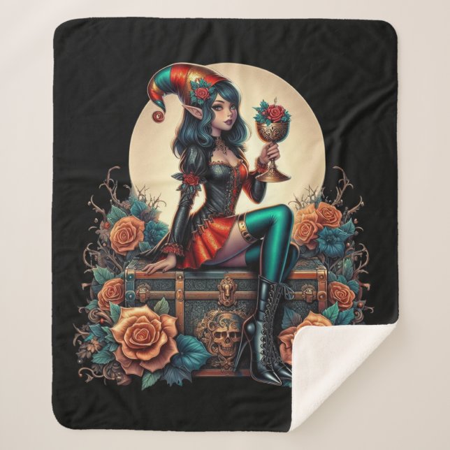 Goblincore Gothic Fairy Fantasy Hallowmas Sherpadecke (Vorderseite)