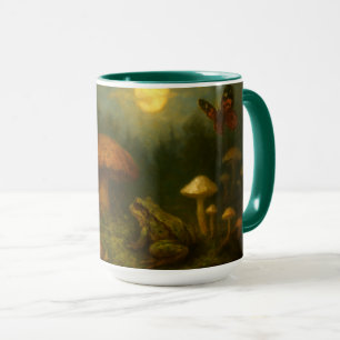 Goblincore-Pilze, Schnecken und Frosch im Mondlich Tasse