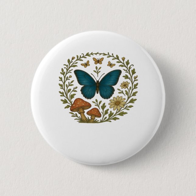 Goblincore Schmetterling Fairycore Botanische Klei Button (Vorderseite)