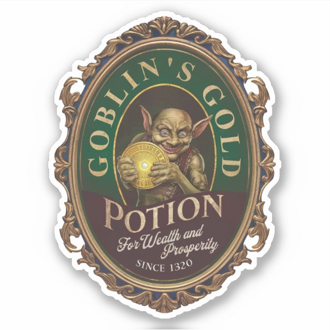 Goblins Gold-Potion-Label-Aufkleber Aufkleber (Vorderseite)