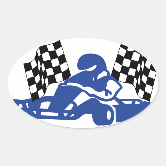 GoCart Racing Flags Ovaler Aufkleber (Vorderseite)