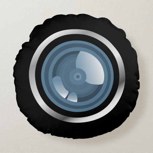 Gocha! Camera Lens Round Pillow Rundes Kissen (Vorderseite)