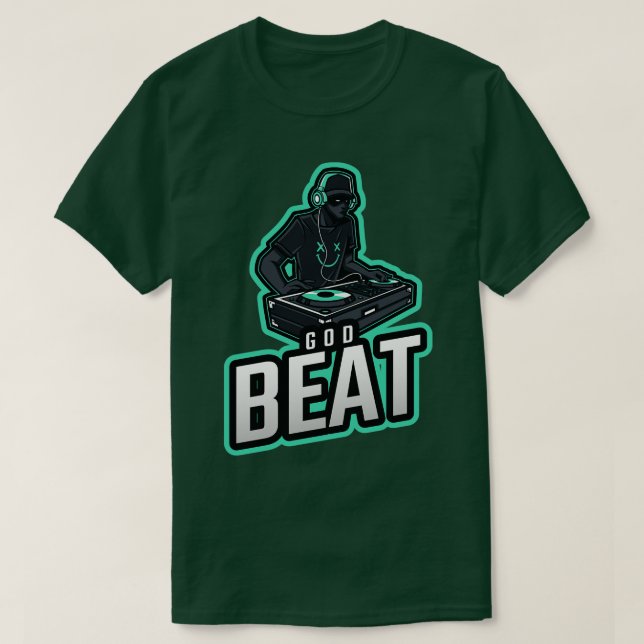 God Beat Electronic Techno Music T-Shirt (Design vorne)
