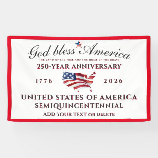 God Bless America 250 Semiquincentennial Red Banner