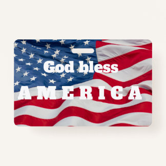 God bless America Badge w/clip Waving Flag Ausweis