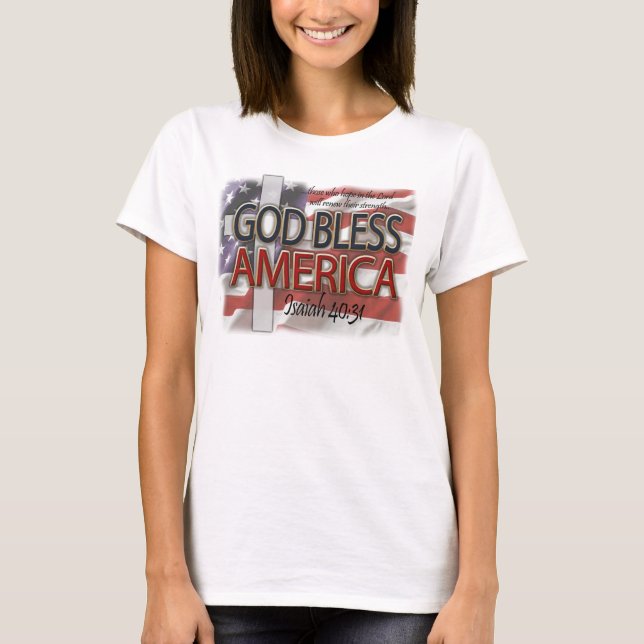 God Bless America Christlich Patriotic T-Shirt (Vorderseite)