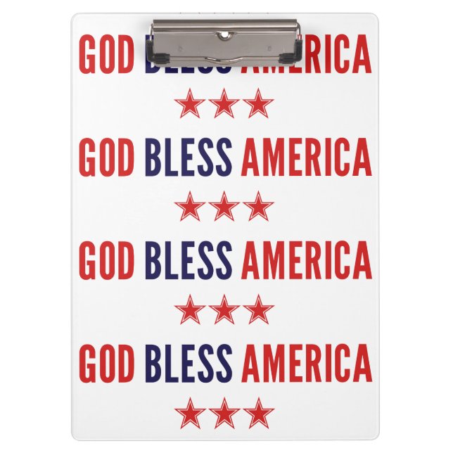 God Bless America Clipboard Klemmbrett (Vorderseite)