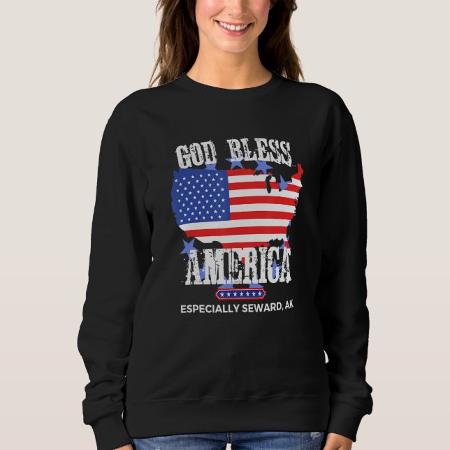 God Bless America Especially Seward AK US State De Sweatshirt (Vorderseite)
