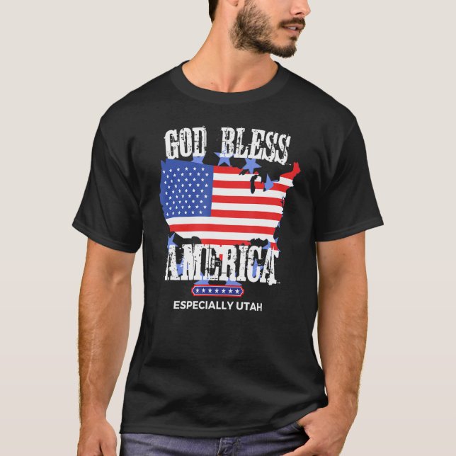 God Bless America Especially Utah Awesome US State T-Shirt (Vorderseite)