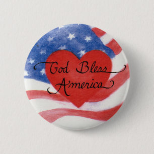 God Bless America Flag Button