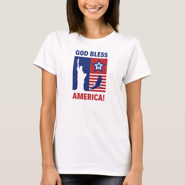 God Bless America" Full Sleeve Round Neck T - Shir T-Shirt (Vorderseite)