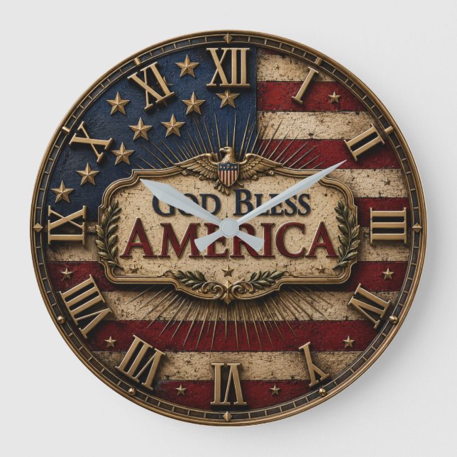 God Bless America Große Wanduhr (Vorderseite)