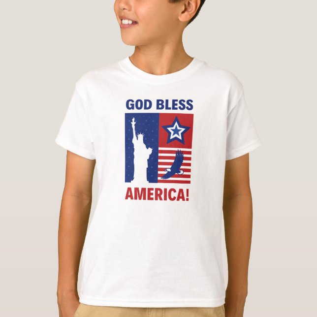 "God Bless America" Halbschläfchen Runder Neck T - T-Shirt (Vorderseite)