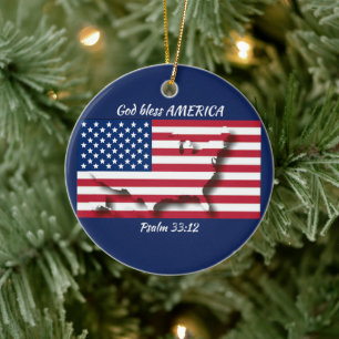 GOD BLESS AMERICA KERAMIK ORNAMENT