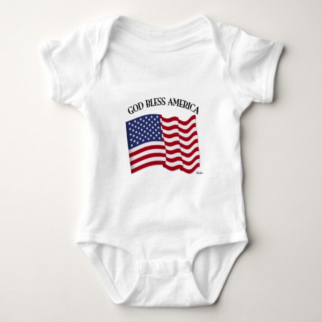 GOD BLESS AMERICA mit US-Flagge Baby Strampler (Vorderseite)