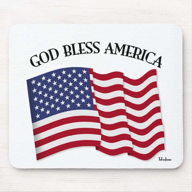 GOD BLESS AMERICA mit US-Flagge Mousepad (Vorne)