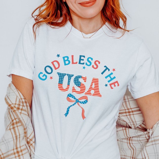 God Bless America Niedlich USA Coquette 4. Juli T-Shirt (Von Creator hochgeladen)