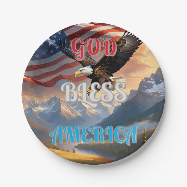 GOD BLESS AMERICA PAPPTELLER (Vorderseite)