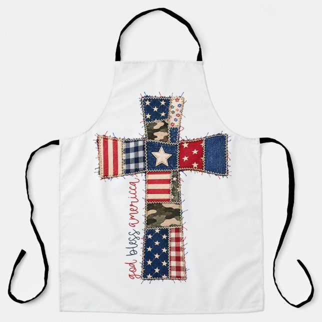 God Bless America Patchwork Kreuz Schürze (Vorderseite)