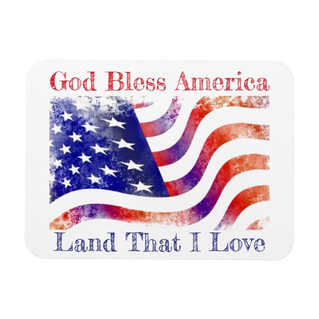 God Bless America Patriotic Flexible Foto Magnet (Horizontal)