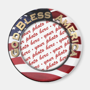 God Bless America Patriotic Foto Frame Magnet