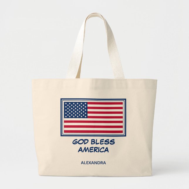GOD BLESS AMERICA | Patriotic USA American Jumbo Stoffbeutel (Vorne)