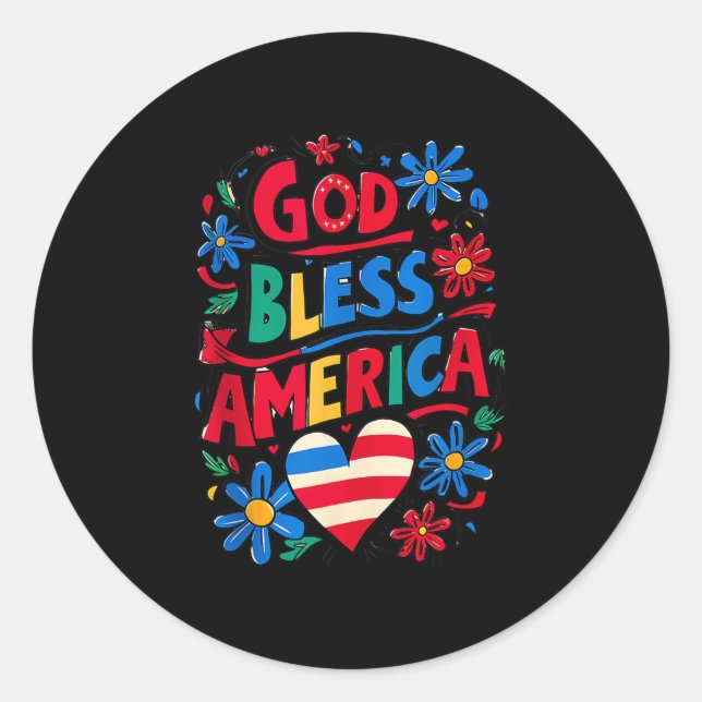 "God Bless America Patriotic Usa Flag" Christlich  Runder Aufkleber (Vorderseite)