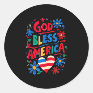 "God Bless America Patriotic Usa Flag" Christlich  Runder Aufkleber