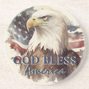 God Bless America Patriotischer Adler Aquarell Getränkeuntersetzer