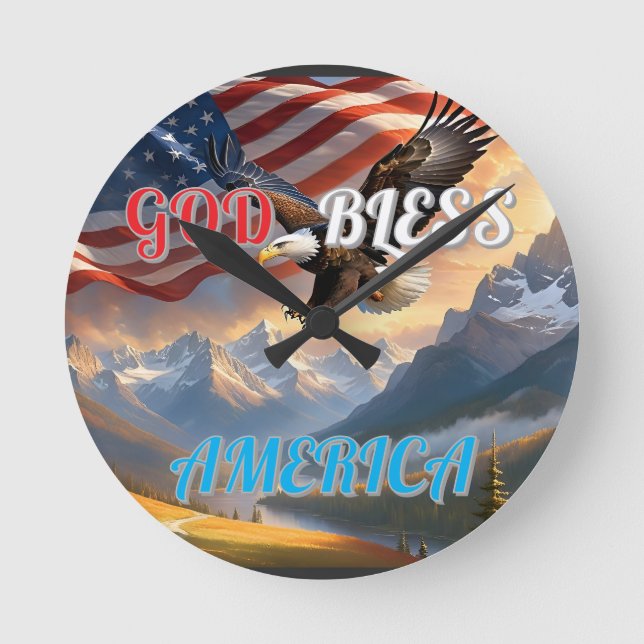 GOD BLESS AMERICA RUNDE WANDUHR (Vorderseite)