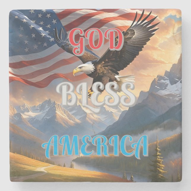GOD BLESS AMERICA STEINUNTERSETZER (Vorderseite)