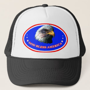 GOD BLESS AMERICA US FLAG BALD EAGFL TRUCKERKAPPE