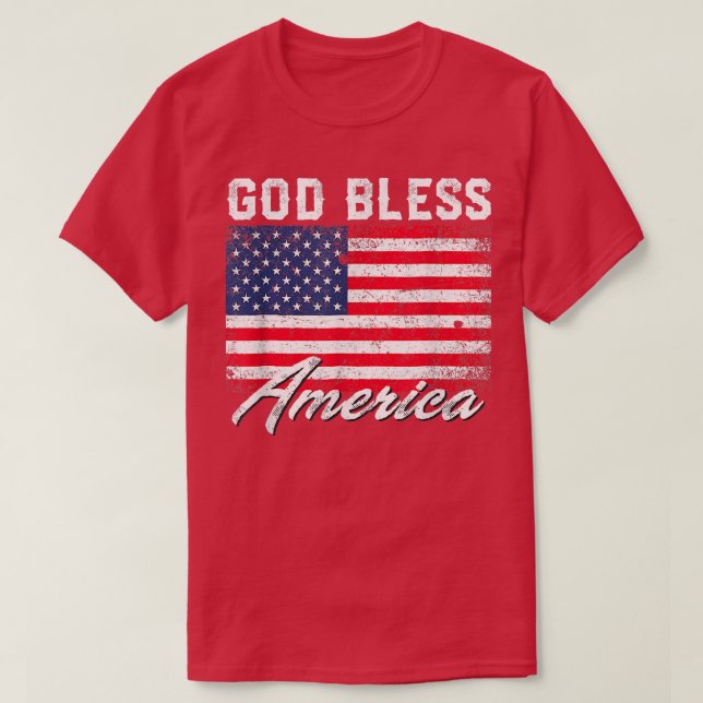 God Bless America USA Flag 4th Of July Patriotic  T-Shirt (Design vorne)