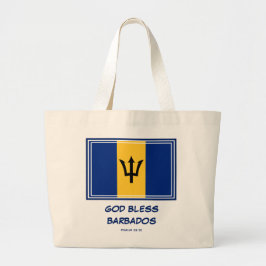 GOD BLESS BARBADOS Patriotic Barbadian Bajan Flag Jumbo Stoffbeutel