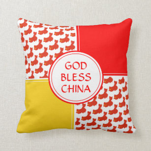 GOD BLESS CHINA Patriotische Chinesische Flagge Kissen