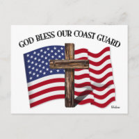 GOD BLESS COAST GUARD mit robustem Kreuz und US-Fl