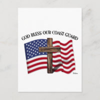 GOD BLESS COAST GUARD mit robustem Kreuz und US-Fl