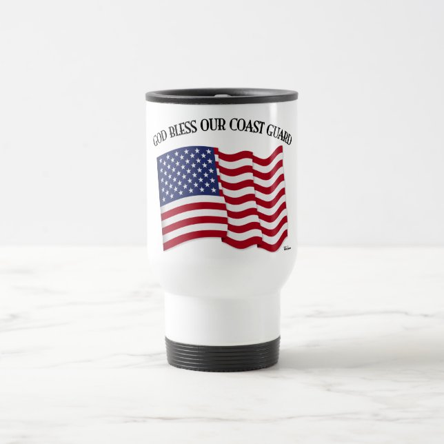 GOD BLESS COAST GUARD mit & US-Flagge Reisebecher (Mittel)