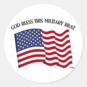 GOD BLESS DIESE MILITÄRISCHE BRASE MIT US-Fahne Runder Aufkleber