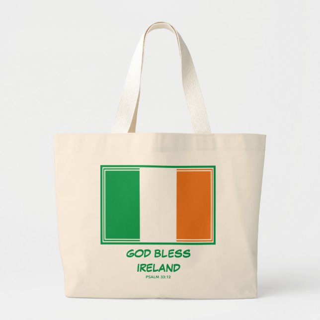 GOD BLESS IRELAND | Patriotisch | Irish Flag Jumbo Stoffbeutel (Vorne)