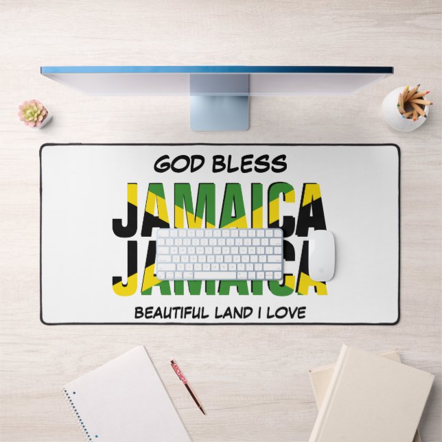 GOD BLESS JAMAICA JAMAICA Flag Schreibtischunterlage (Büro 1)