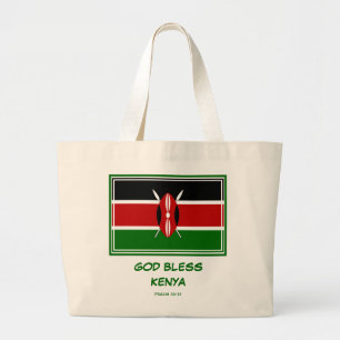 GOD BLESS KENYA Patriotic Kenyan Flag Jumbo Stoffbeutel