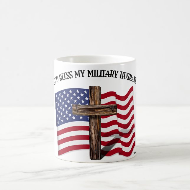 GOD BLESS MEIN MILITÄRISCHER HUSBAND, robuste US-F Kaffeetasse (Mittel)