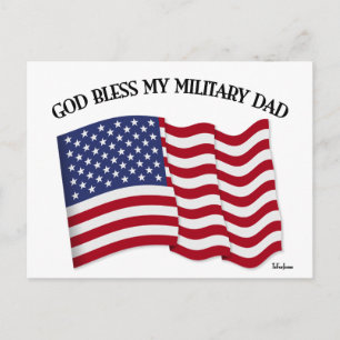 GOD BLESS MEIN MILITÄRISCHER VATER mit US-Flagge Postkarte