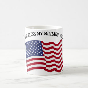 GOD BLESS MEINE MILITÄRISCHE EHEFRAU mit US-Flagge Kaffeetasse