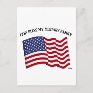 GOD BLESS MEINE MILITÄRISCHE FAMILIE mit US-Flagge Postkarte