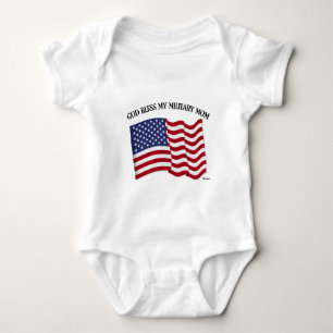 GOD BLESS MEINE MILITÄRISCHE MAMA mit US-Flagge Baby Strampler