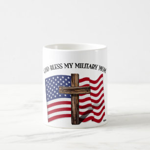 GOD BLESS MEINE MILITÄRISCHE MAMA, robustes Kreuz Kaffeetasse